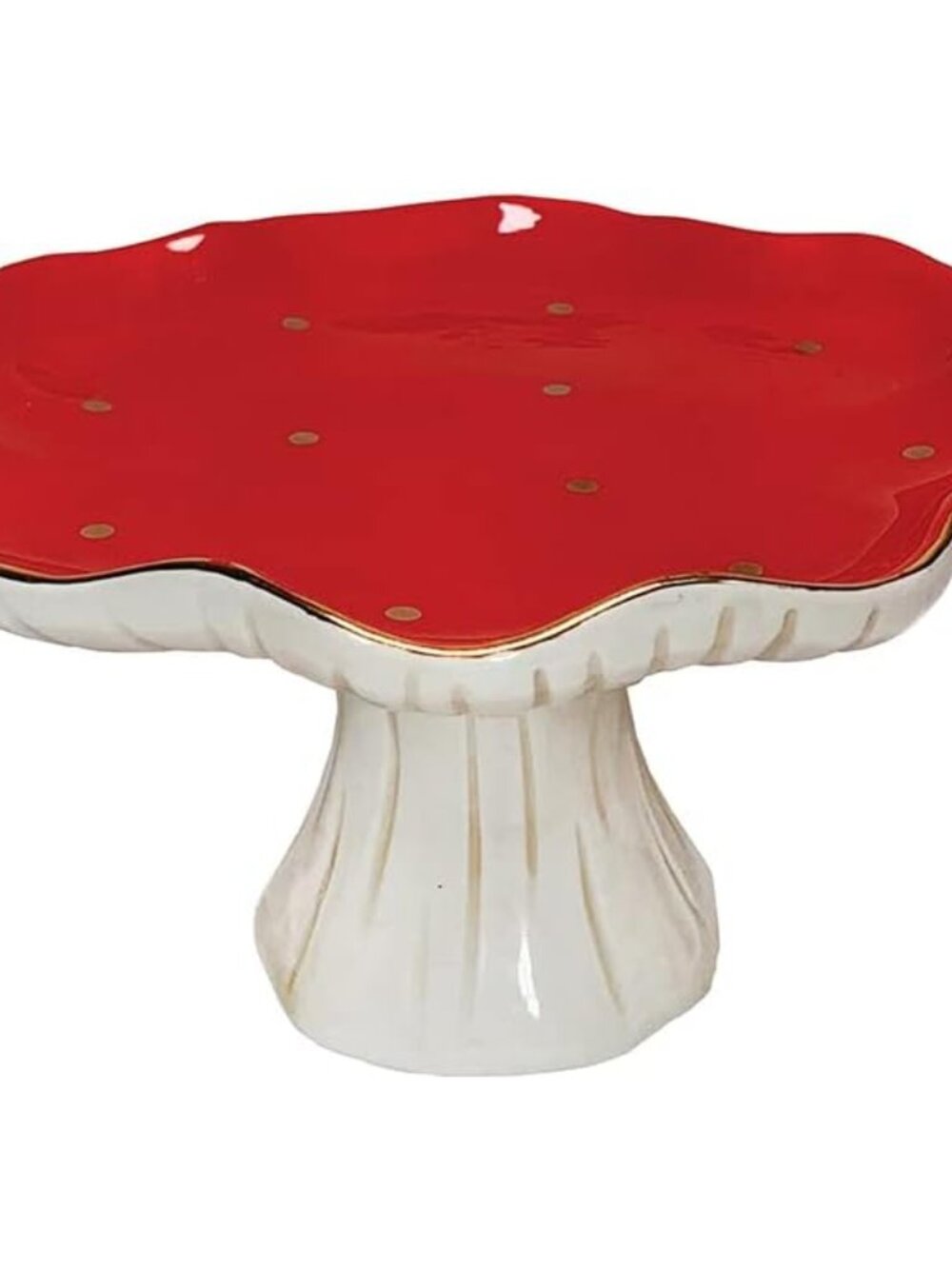 Mushroom Trinket Pedestal, Red Ceramic Jewelry Dish